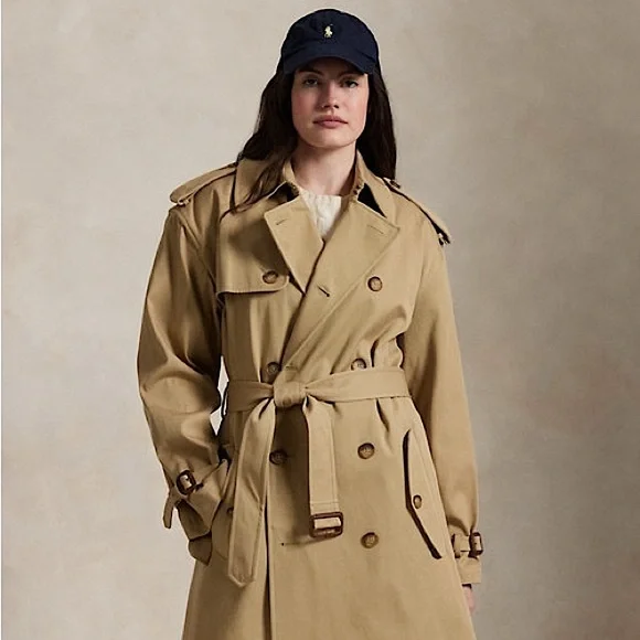 Lauren Ralph Lauren Twill Double-Breasted Belted Trench Coat